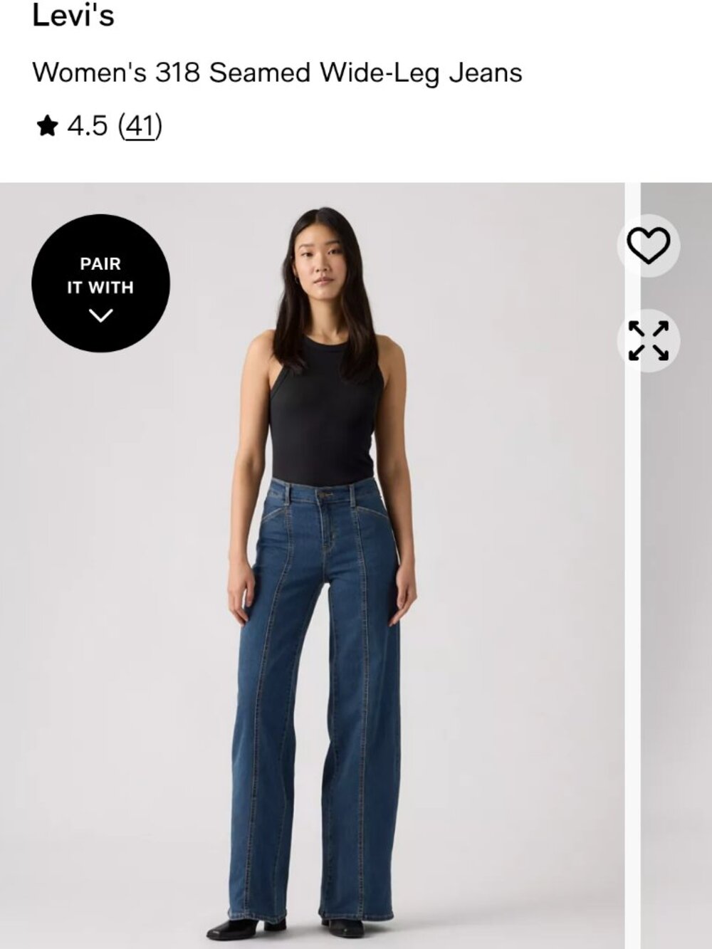 Levi's Women's 318 Seamed Wide-Leg Jeans - Dark Blue